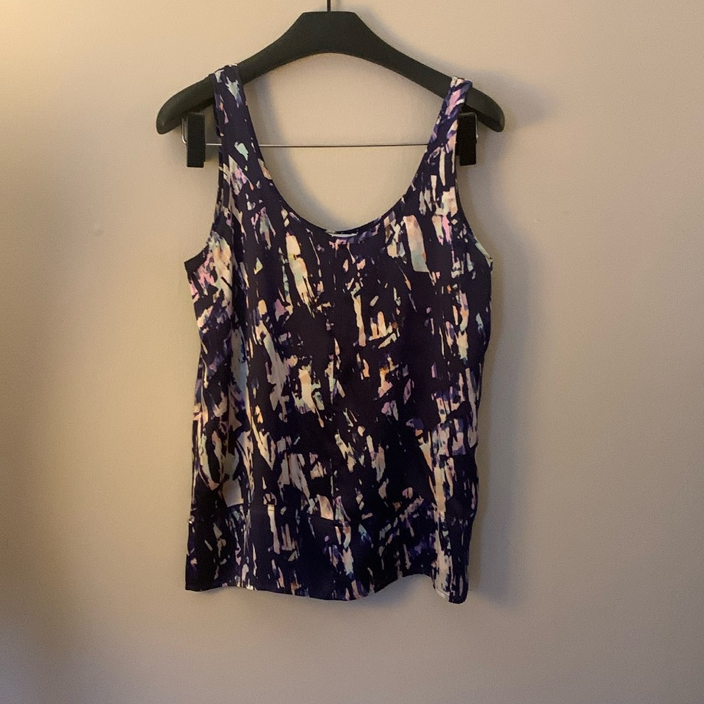 Club Monaco 100% Silk Multi Color Print Tank Blouse